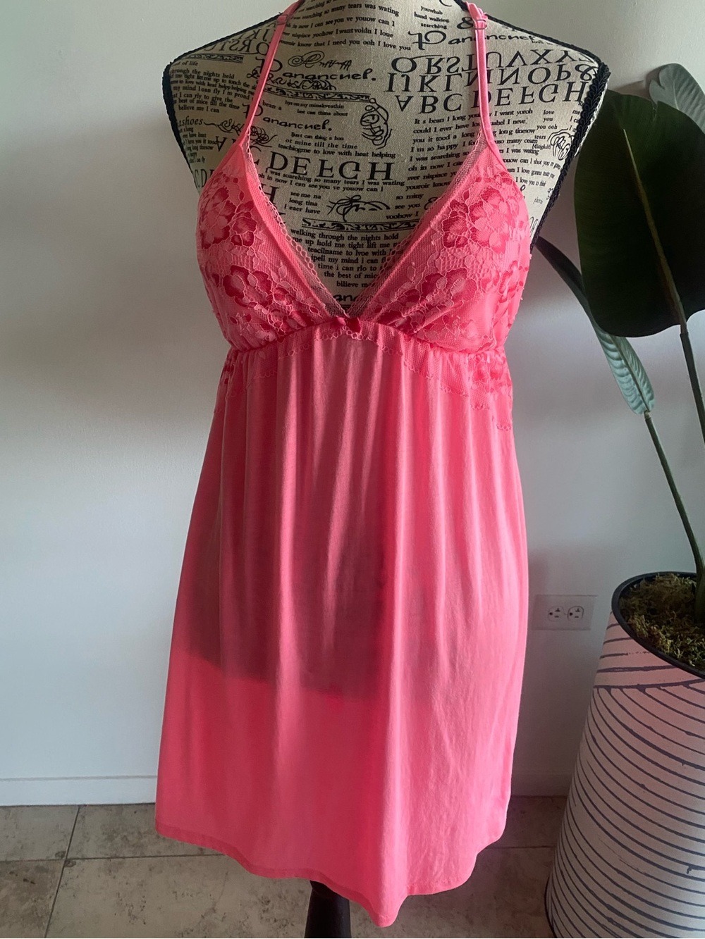 Victoria's Secret Pink Lace Chemise Nightgown